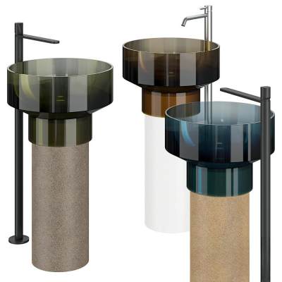 彩色玻璃立式洗手台-1